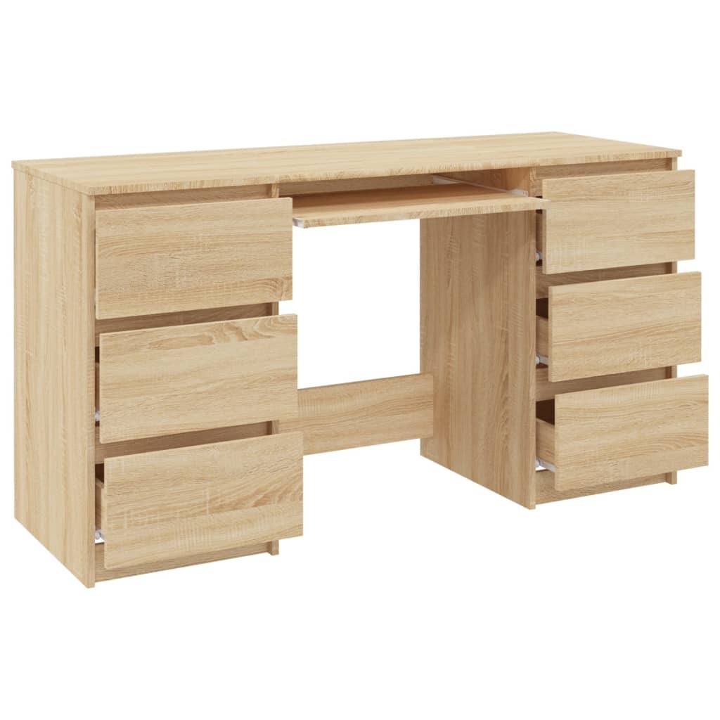 Schrijftafel 140x50x77 cm bewerkt hout sonoma eikenkleurig