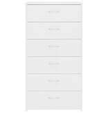 Dressoir met 6 lades 50x34x96 cm bewerkt hout wit