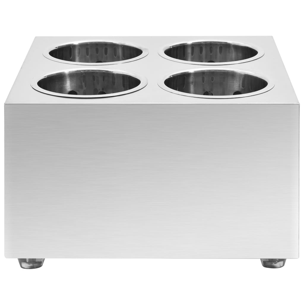 VidaXL Bestekhouder 4 vakken vierkant roestvrij staal