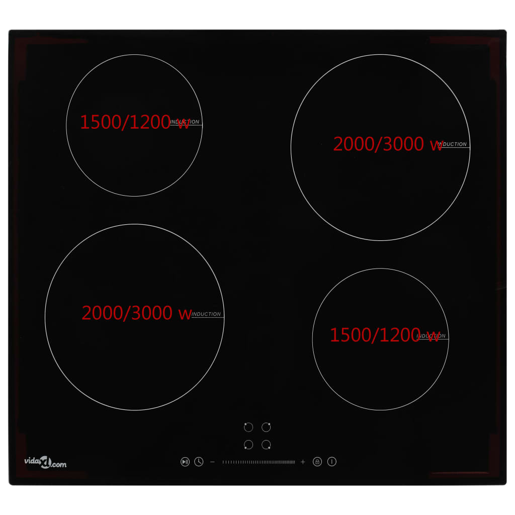 vidaXL Inductiekookplaat met 4 kookzones aanraakbediening 7000 W glas