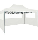 vidaXL Partytent met 3 zijwanden inklapbaar 3x4,5 m wit