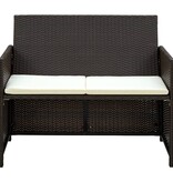 VidaXL 4-delige Loungeset met kussens poly rattan bruin