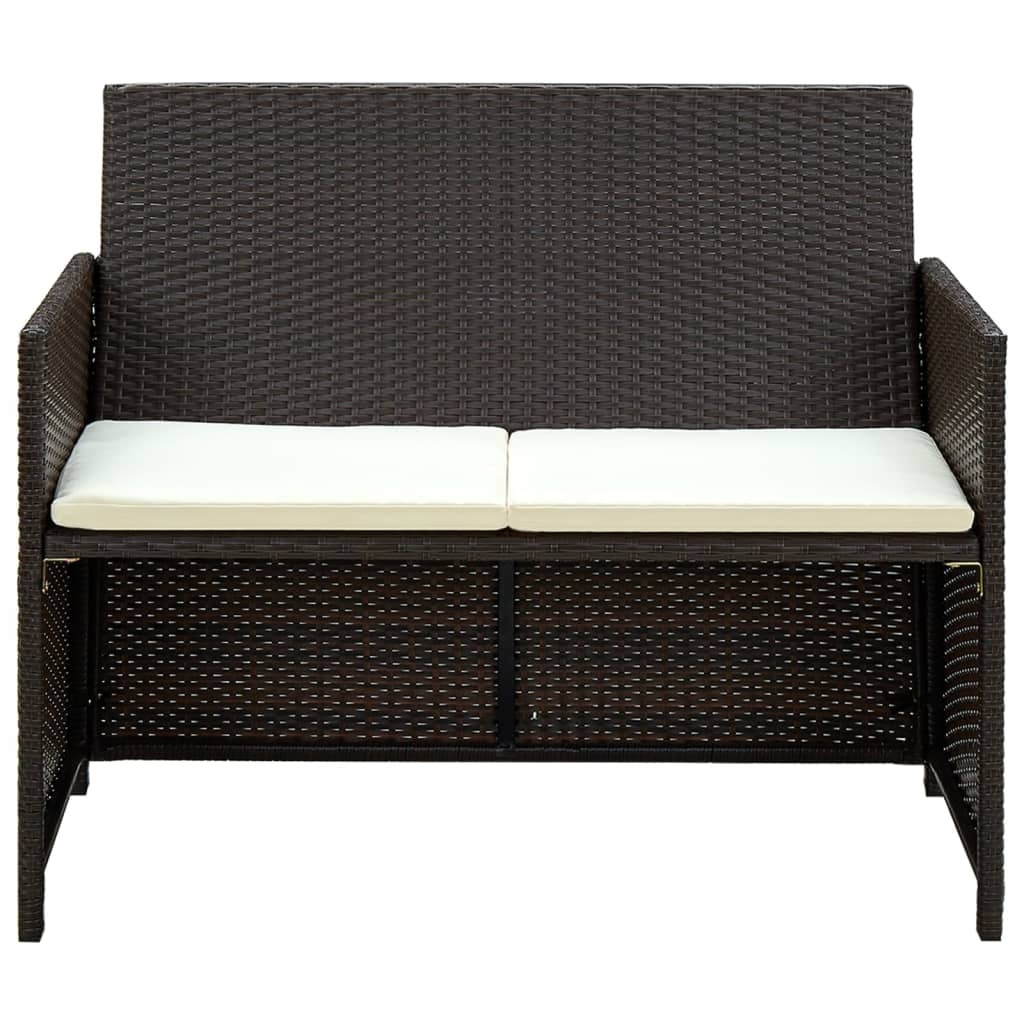 VidaXL 4-delige Loungeset met kussens poly rattan bruin