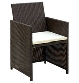 VidaXL 4-delige Loungeset met kussens poly rattan bruin