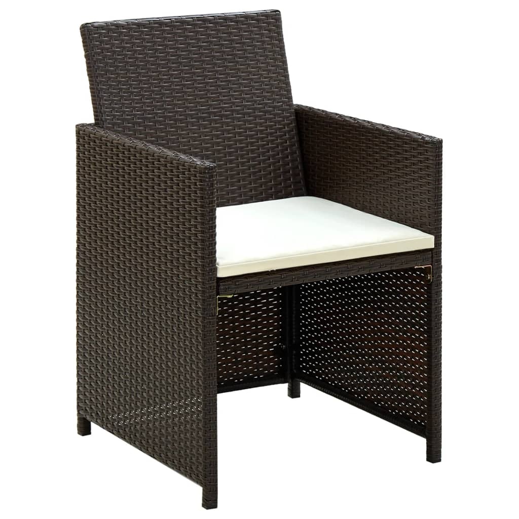 VidaXL 4-delige Loungeset met kussens poly rattan bruin