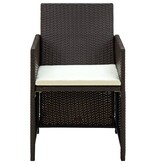 VidaXL 4-delige Loungeset met kussens poly rattan bruin