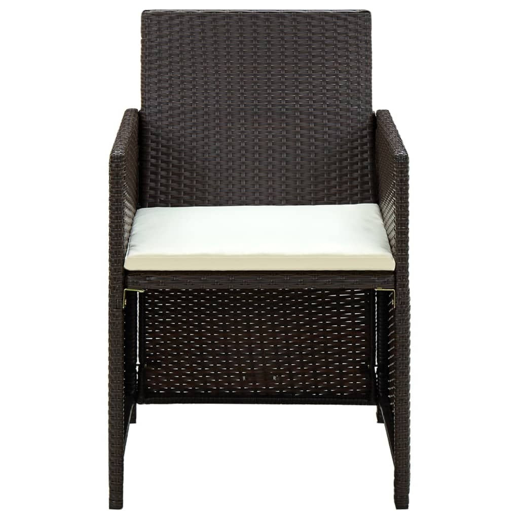 VidaXL 4-delige Loungeset met kussens poly rattan bruin