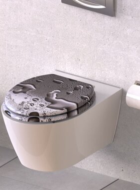 vidaXL Toiletbril met soft-close GREY STEEL