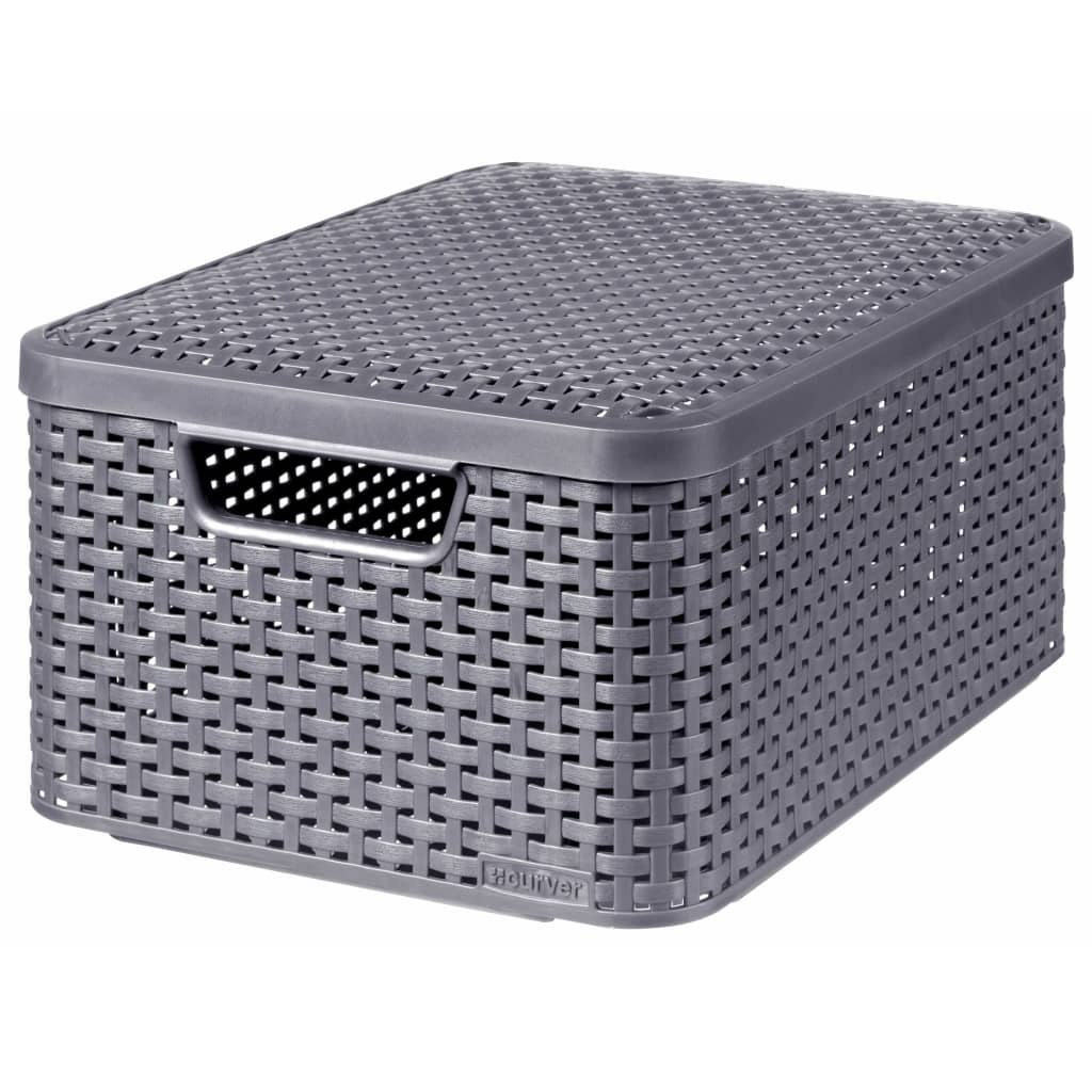 VidaXL Opbergboxen met deksel Style 3 st maat M antraciet