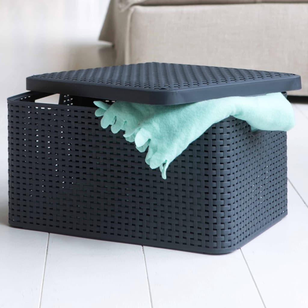 VidaXL Opbergboxen met deksel Style 3 st maat M antraciet