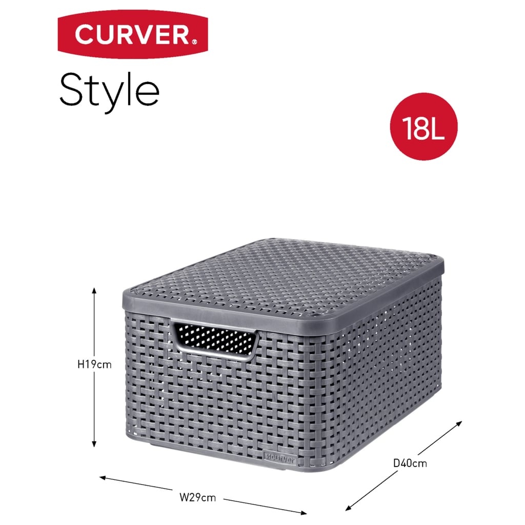 VidaXL Opbergboxen met deksel Style 3 st maat M antraciet