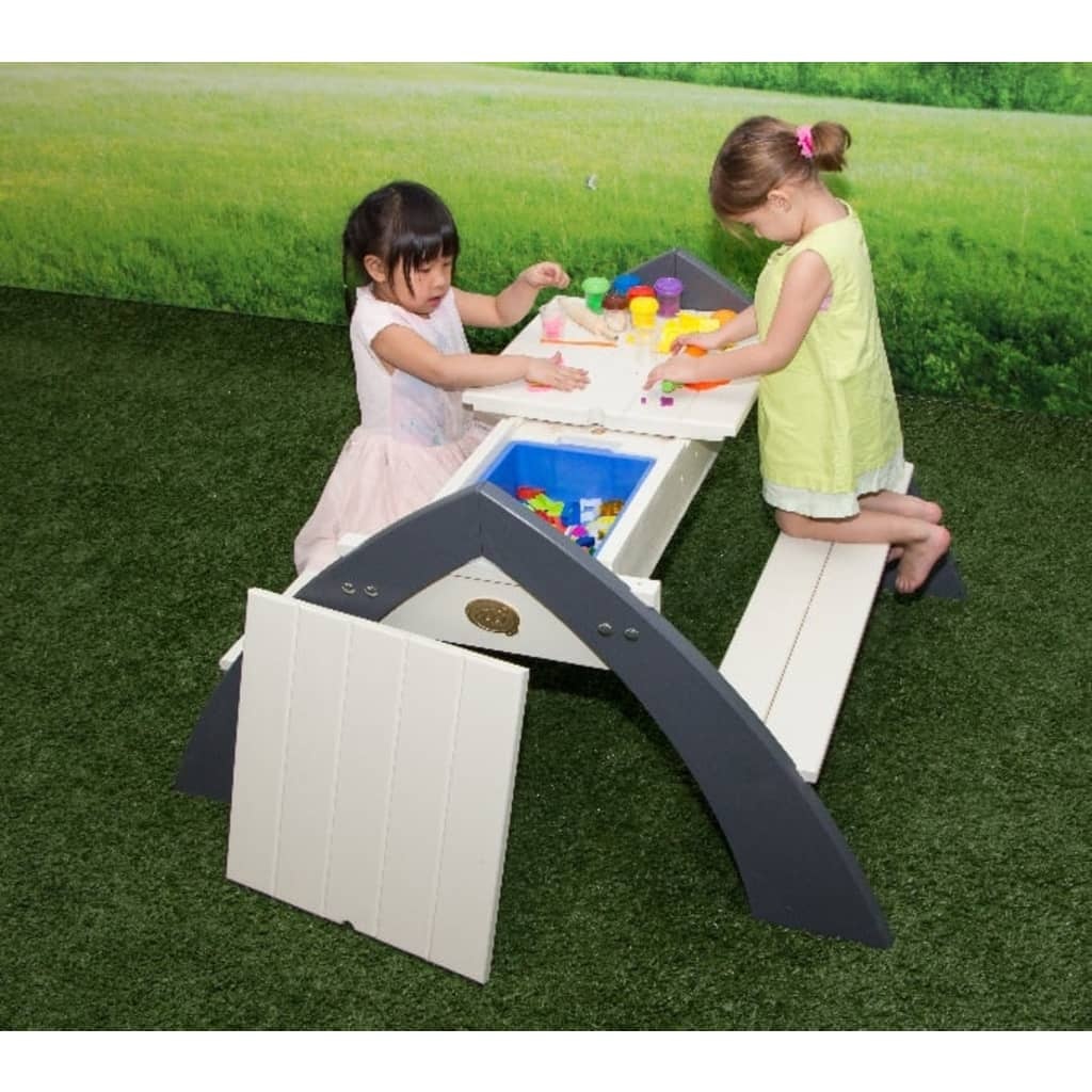 vidaXL Picknicktafel voor kinderen Delta grijs en wit A031.023.00