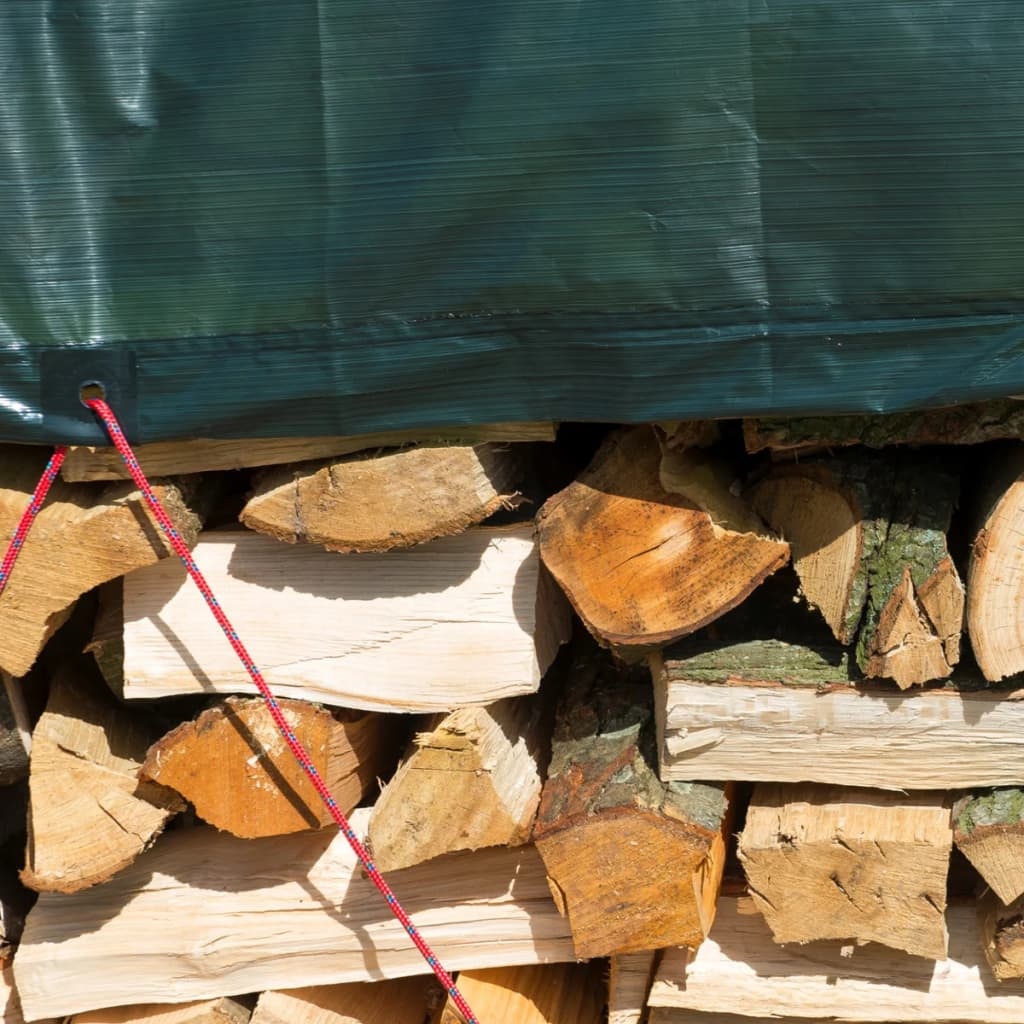 vidaXL afdekzeil hout 3 x 4 m PE groen 6072418