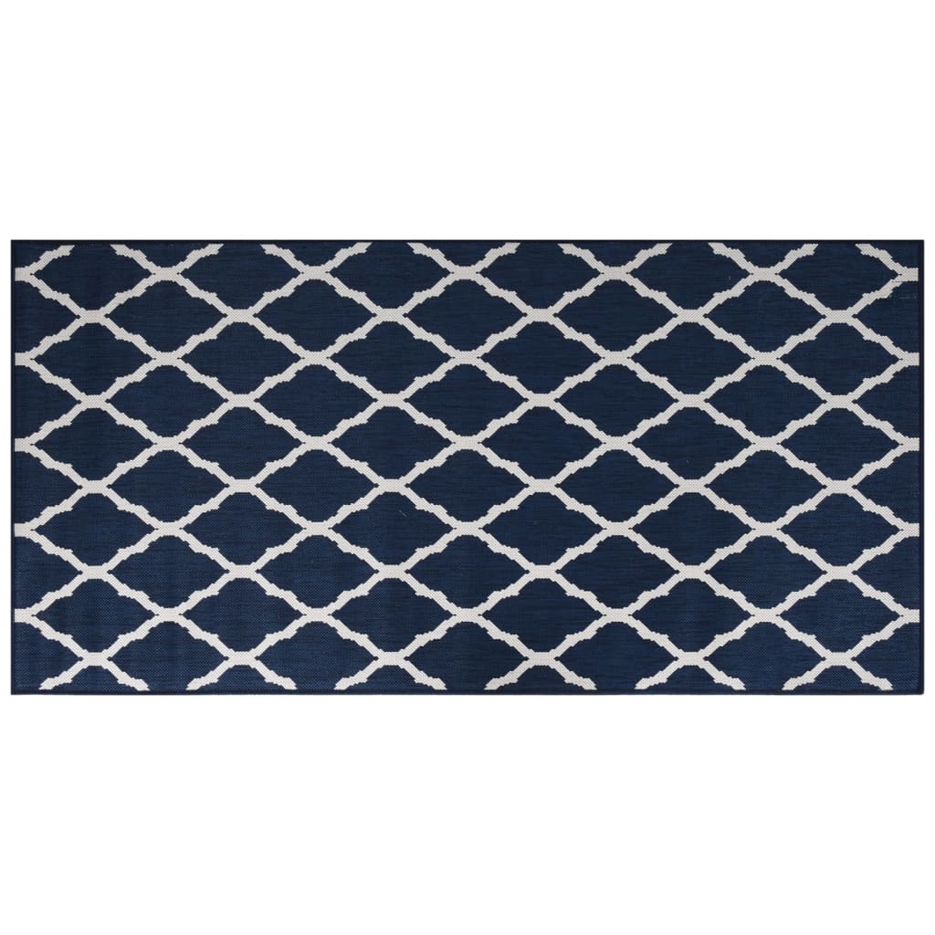 vidaXL Buitenkleed omkeerbaar 100x200 cm marineblauw en wit