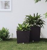 vidaXL Plantenbak met uitneembare bak rattan-look 21/32 L PP bruin