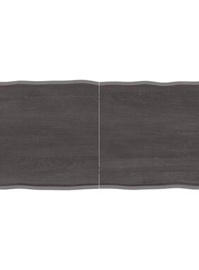 Tafelblad natuurlijke rand 140x60x6 cm eikenhout donkergrijs