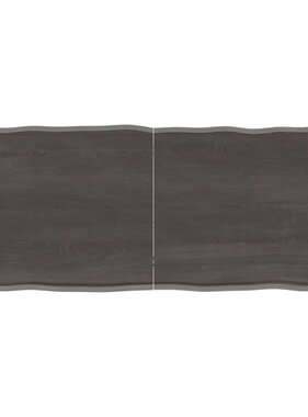 Tafelblad natuurlijke rand 120x50x6 cm eikenhout donkergrijs