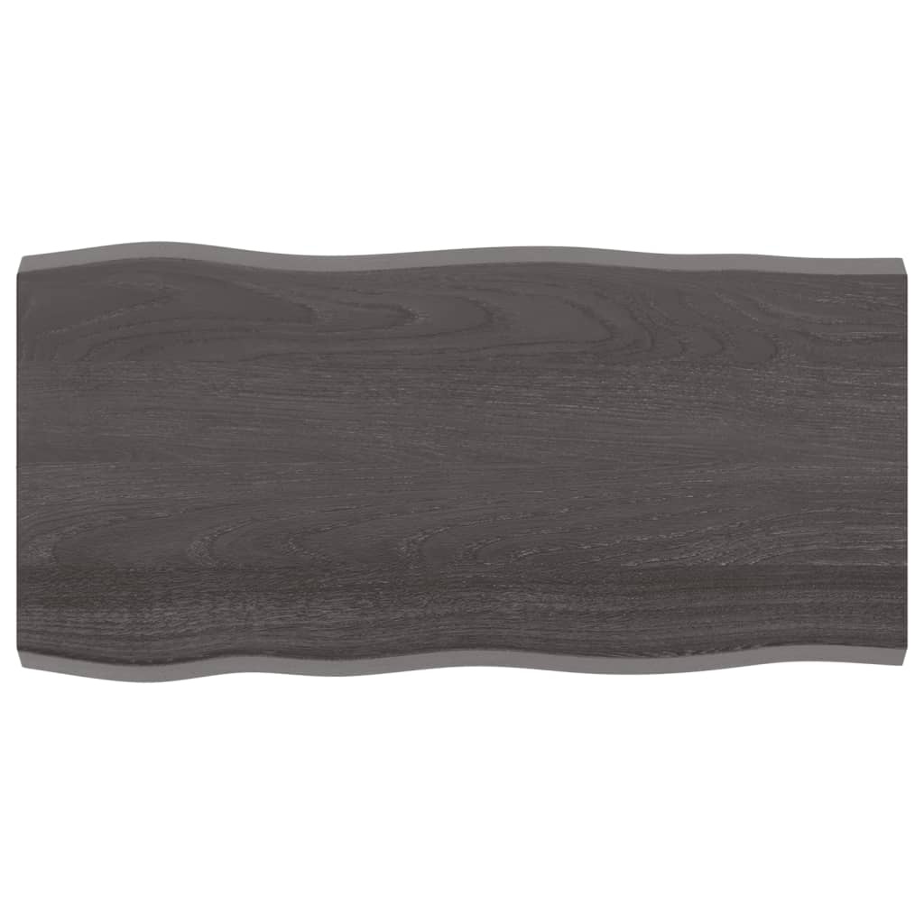 vidaXL Tafelblad natuurlijke rand 100x50x4 cm eikenhout donkerbruin