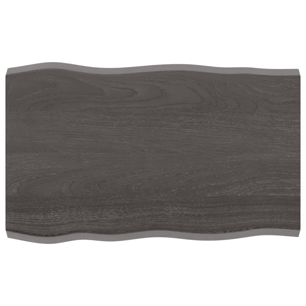 vidaXL Tafelblad natuurlijke rand 80x50x4 cm eikenhout donkerbruin