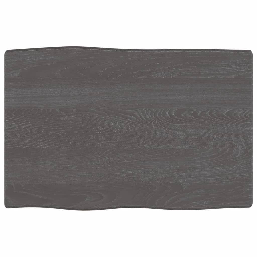 vidaXL Tafelblad natuurlijke rand 60x40x2 cm eikenhout donkerbruin