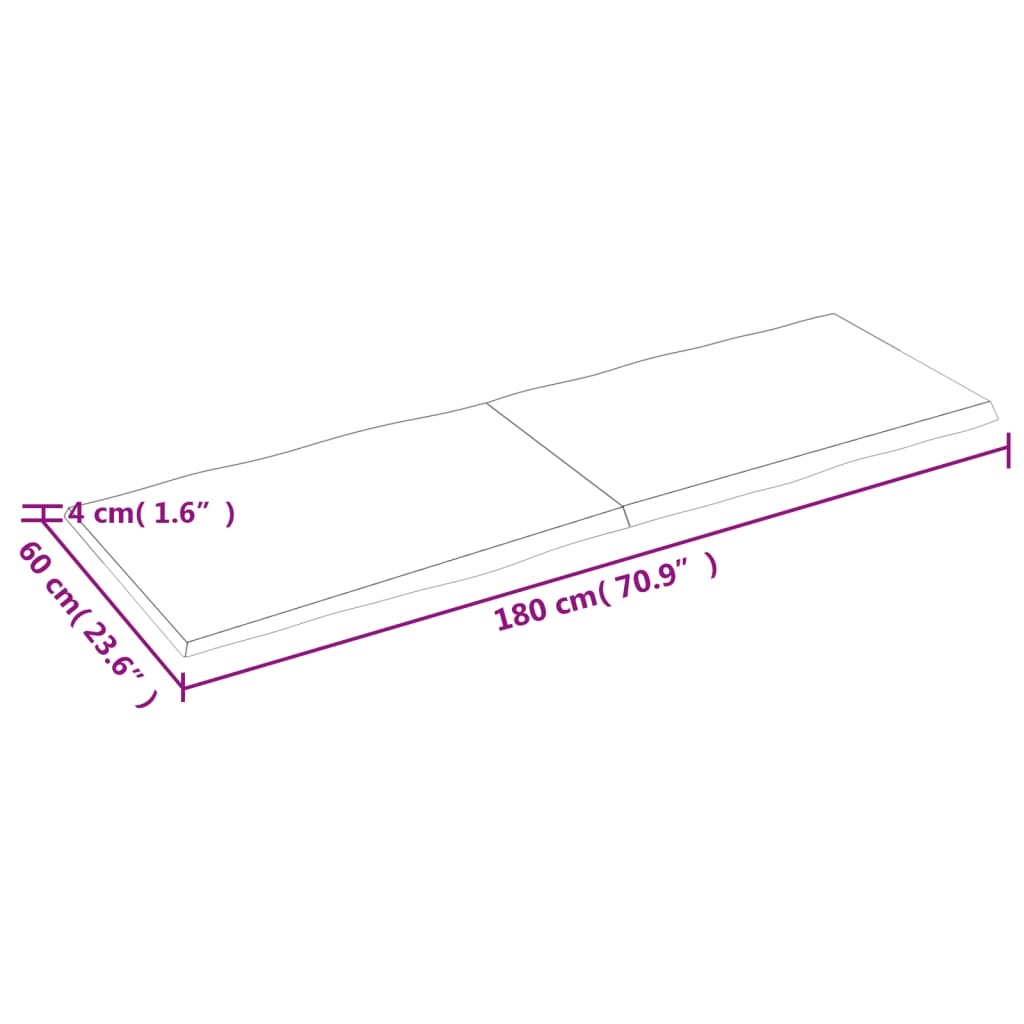 vidaXL Tafelblad natuurlijke rand 180x60x4 cm massief eikenhout