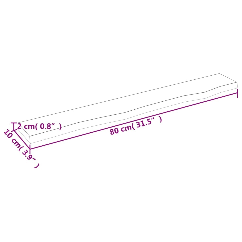 vidaXL Wandschap 80x10x2 cm behandeld massief eikenhout