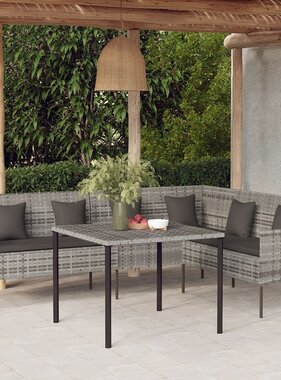 vidaXL 2-delige Tuinset met kussens poly rattan grijs