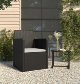 vidaXL Tuinstoel met kussen poly rattan zwart