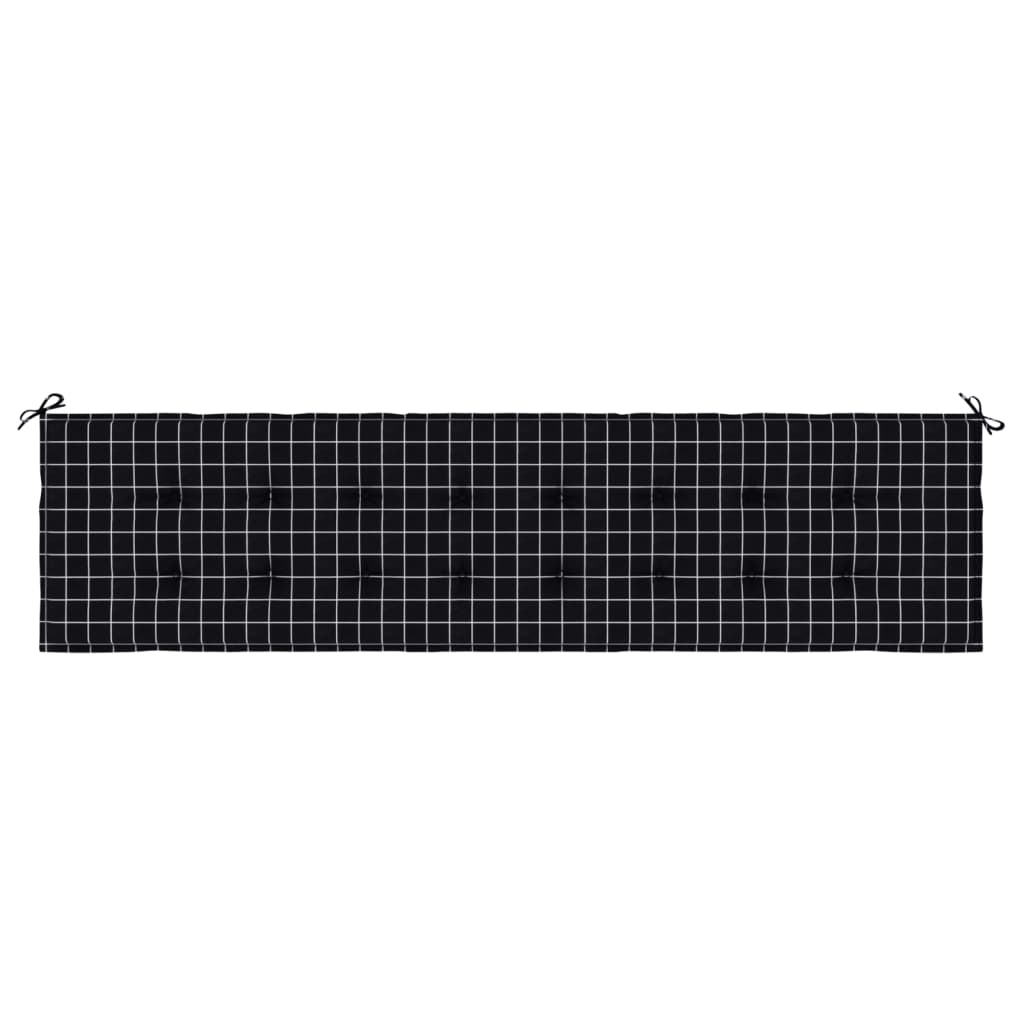 vidaXL Tuinbankkussen ruitpatroon 150x50x3 cm stof zwart