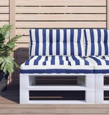 vidaXL Palletkussen gestreept 70x40x12 cm stof blauw en wit