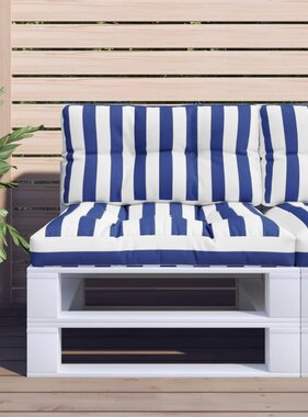 vidaXL Palletkussen gestreept 70x40x12 cm stof blauw en wit