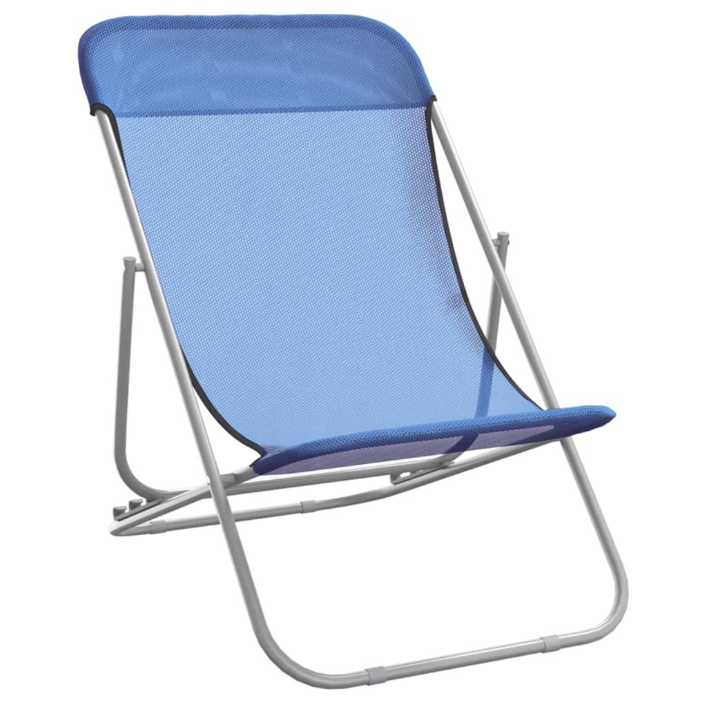 vidaXL Strandstoelen 2 st textileen en gepoedercoat staal blauw