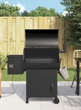 vidaXL Pelletbarbecue met schoorsteen 104 cm ijzer zwart