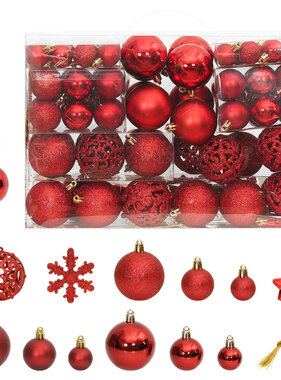 vidaXL 111-delige Kerstballenset polystyreen rood