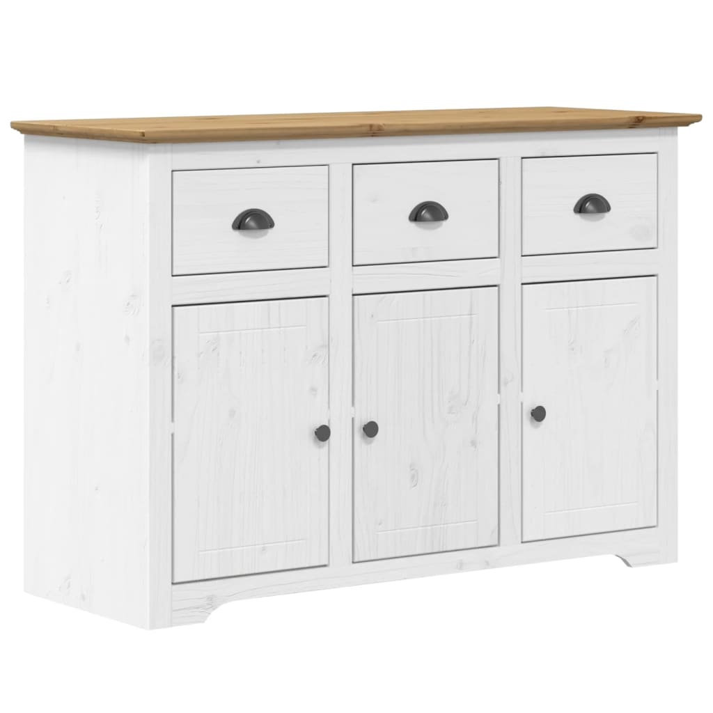 Dressoir BODO 115x43x79,5 cm massief grenenhout wit en bruin