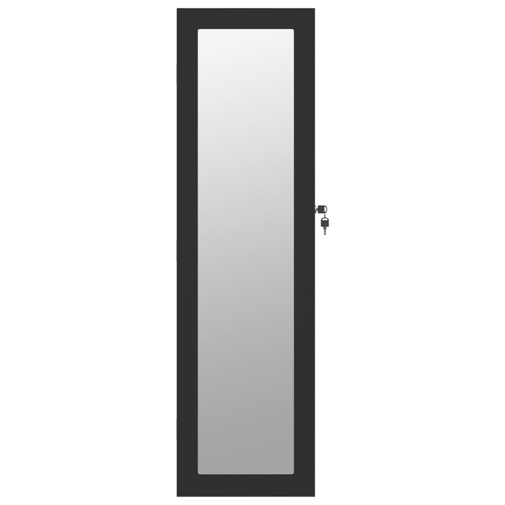vidaXL Sieradenkast met spiegel wandgemonteerd 30x8,5x106 cm zwart