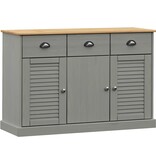 vidaXL Dressoir met lades VIGO 113x40x75 cm massief grenenhout grijs