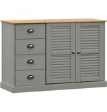 vidaXL Dressoir met lades VIGO 113x40x75 cm massief grenenhout grijs