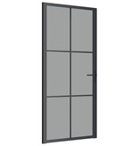 vidaXL Binnendeur 93x201,5 cm ESG-glas en aluminium zwart