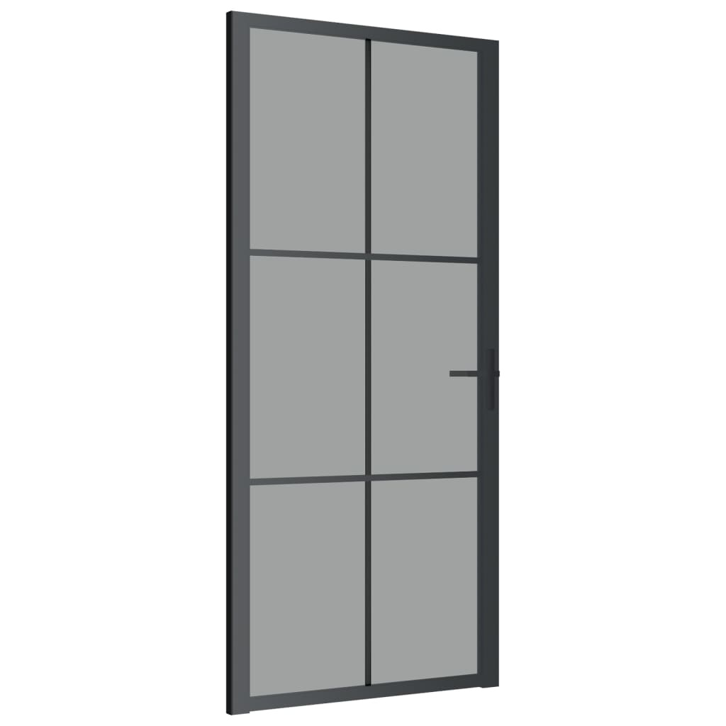 vidaXL Binnendeur 93x201,5 cm ESG-glas en aluminium zwart