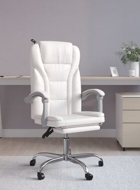 vidaXL Kantoorstoel verstelbaar kuntsleer wit