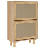 vidaXL Schoenenkast 52x25x80 cm bewerkt hout & natuurlijk rattan bruin