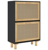 vidaXL Schoenenkast 52x25x80 cm bewerkt hout en rattan zwart