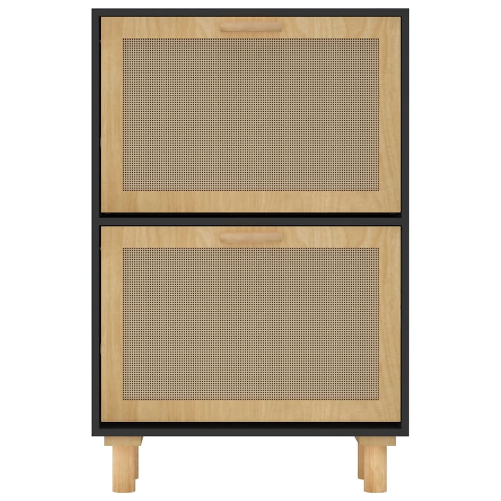 vidaXL Schoenenkast 52x25x80 cm bewerkt hout en rattan zwart