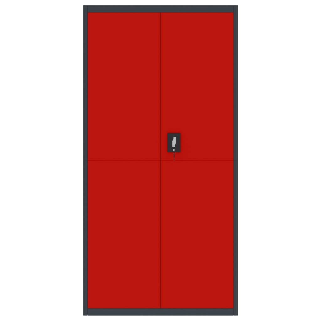 vidaXL Archiefkast 90x40x180 cm staal antracietkleurig en rood