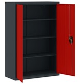 vidaXL Archiefkast 90x40x140 cm staal antracietkleurig en rood