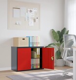 vidaXL Archiefkast 90x40x70 cm staal antracietkleurig en rood