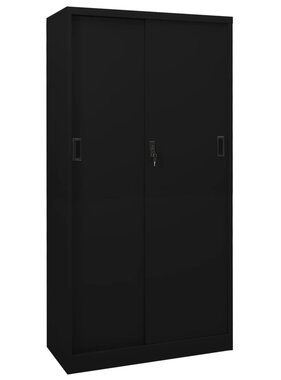 vidaXL Kantoorkast met schuifdeuren 90x40x180 cm staal zwart