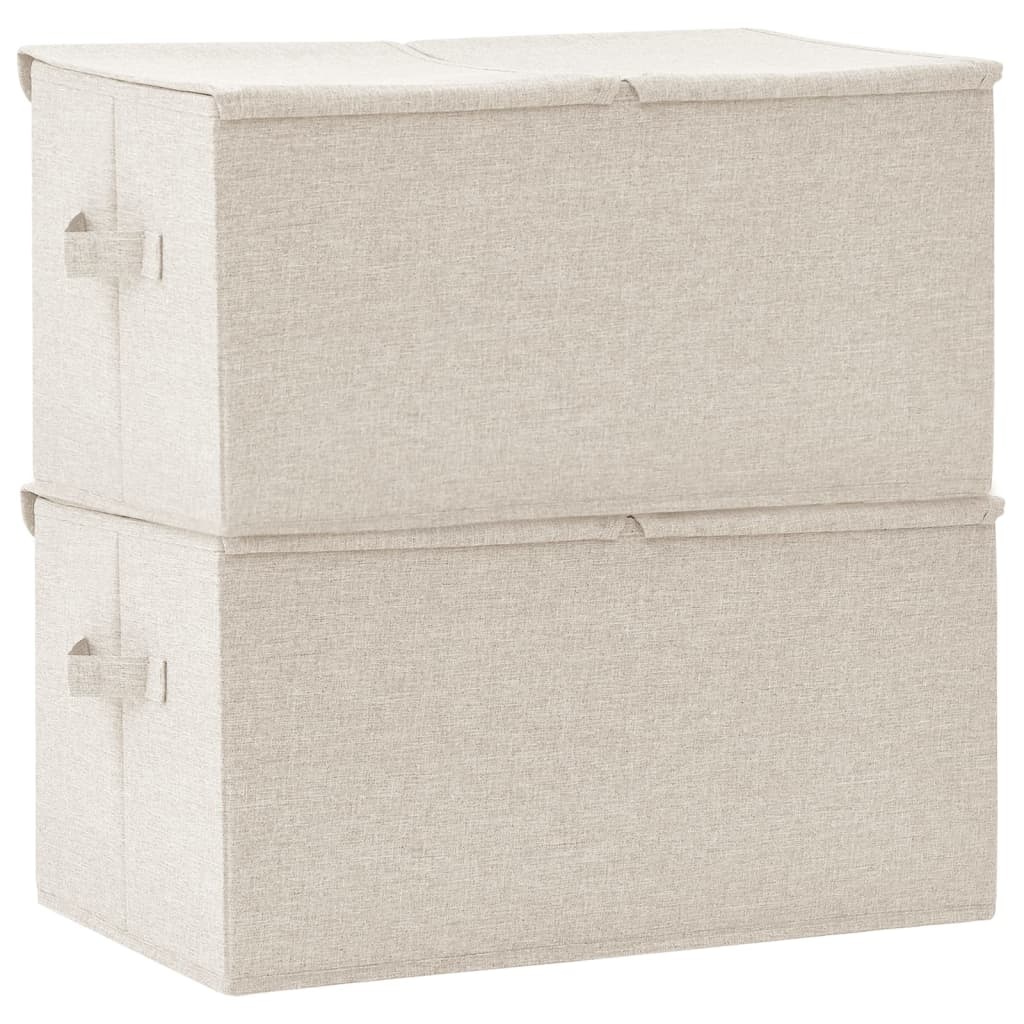 vidaXL Opbergboxen 2 st 50x30x25 cm stof crèmekleurig