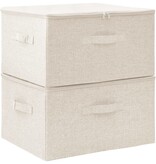 vidaXL Opbergboxen 2 st 43x34x23 cm stof crèmekleurig